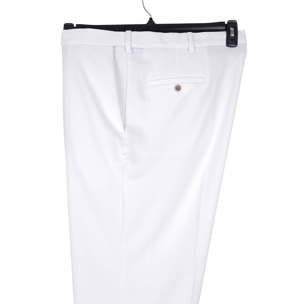 Haggar Mens Classic Fit Cool 18 Pro Dress Pants 44x29 White Solid Stretch NWOT